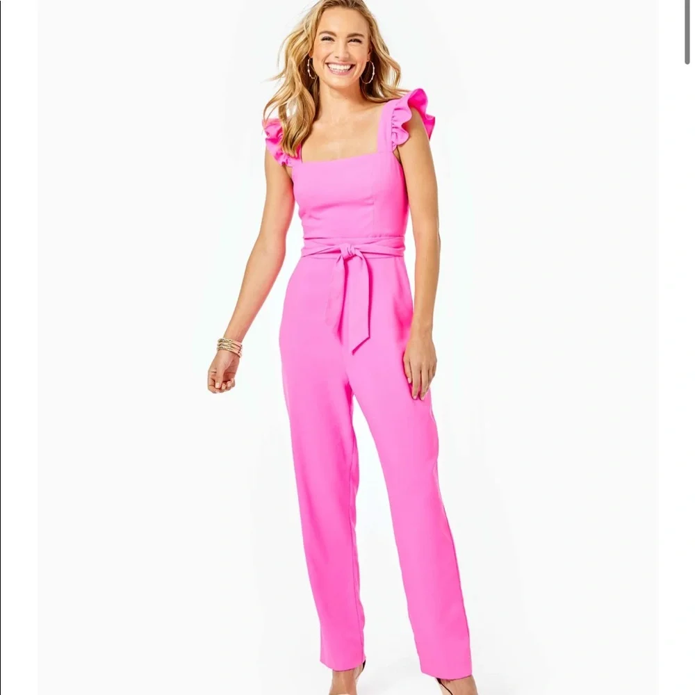 LAST CHANCE TO BUY NWT Lilly Pulitzer Eppley Jumpsuit in Prosecco Pink - Picture 1 of 14